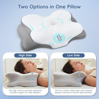 Two-sided memory foam pillow with high and low height options