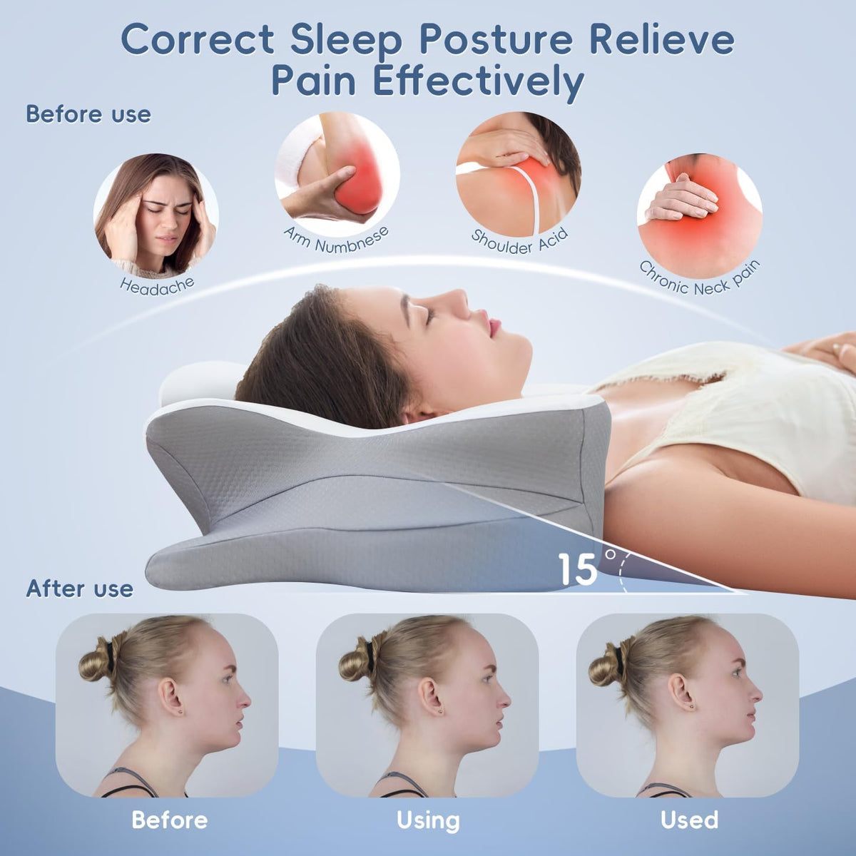 CosBed ergonomic memory foam pillow with contoured support design
