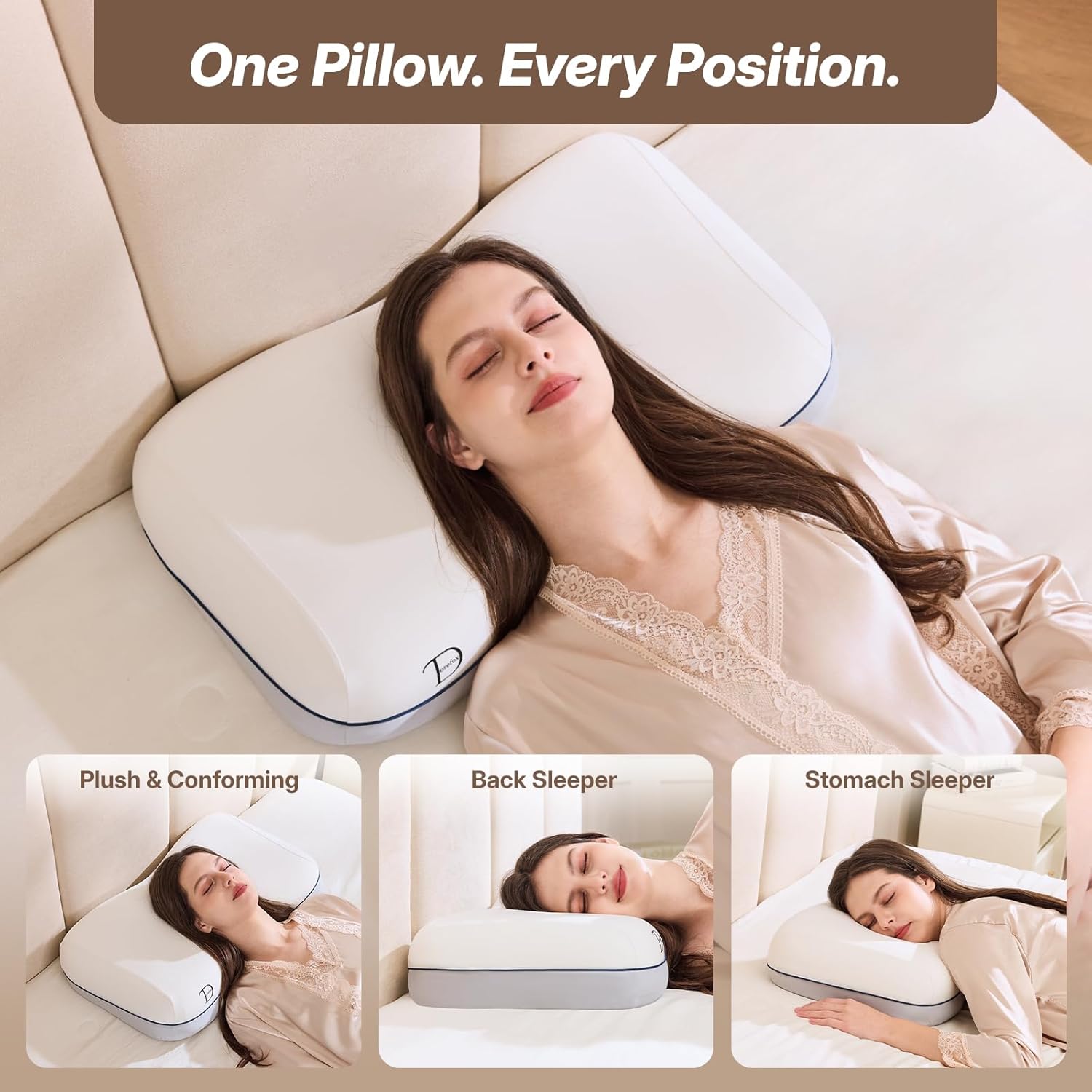 Adjustable pillow designed for side back and combination sleepers