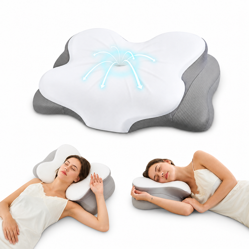 CosBed ergonomic cervical pillow for back and side sleepers with contour design